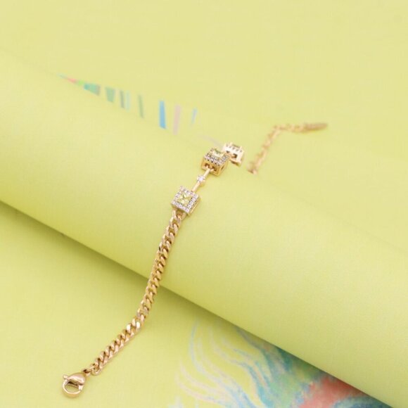 "Elegant Rose Gold Bracelet with Green Stone Accents, XPBL0841 - Picture 11 of 13